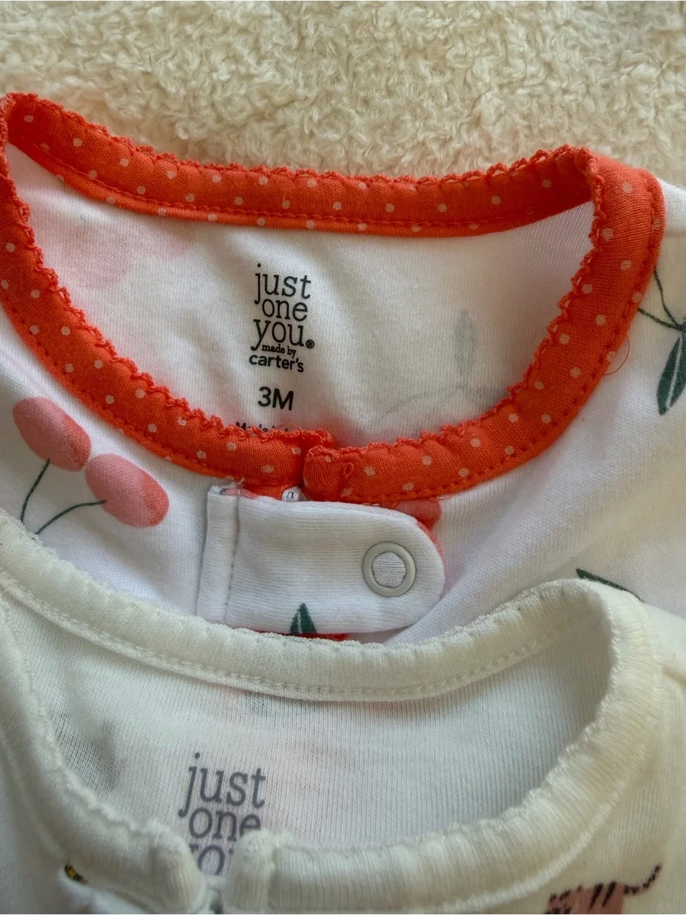 NWT 2-PIECE BUNDLE Carter's Footed One-Piece Coral Cherry/Animal Print